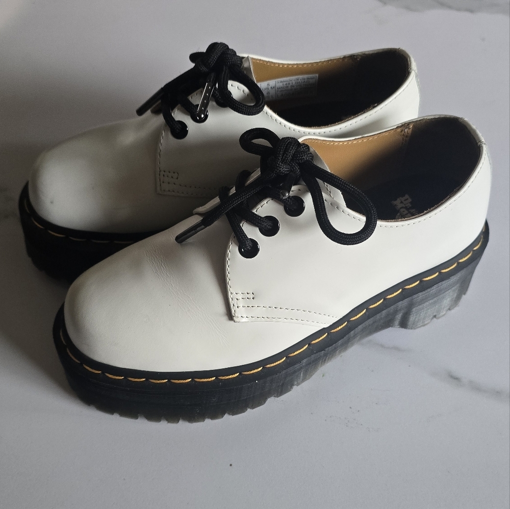Dr. Martens White Chunky Platform Loafers